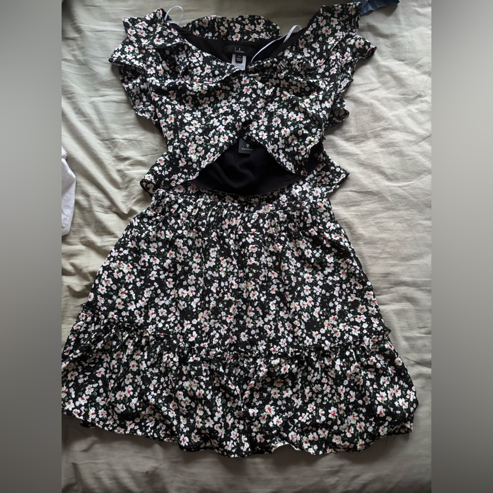 Floral Black and White Dress